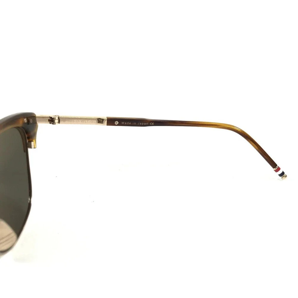 Thom Browne Sunglasses TB-505-D-WLT-GLD-56 Brown Gold Cat Eye with Green Lenses